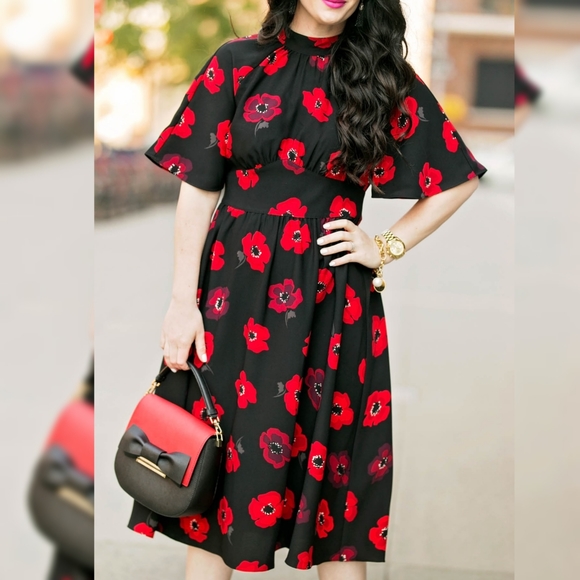 NWOT Kate Spade crepe Poppy flutter sleve dress - Picture 10 of 12